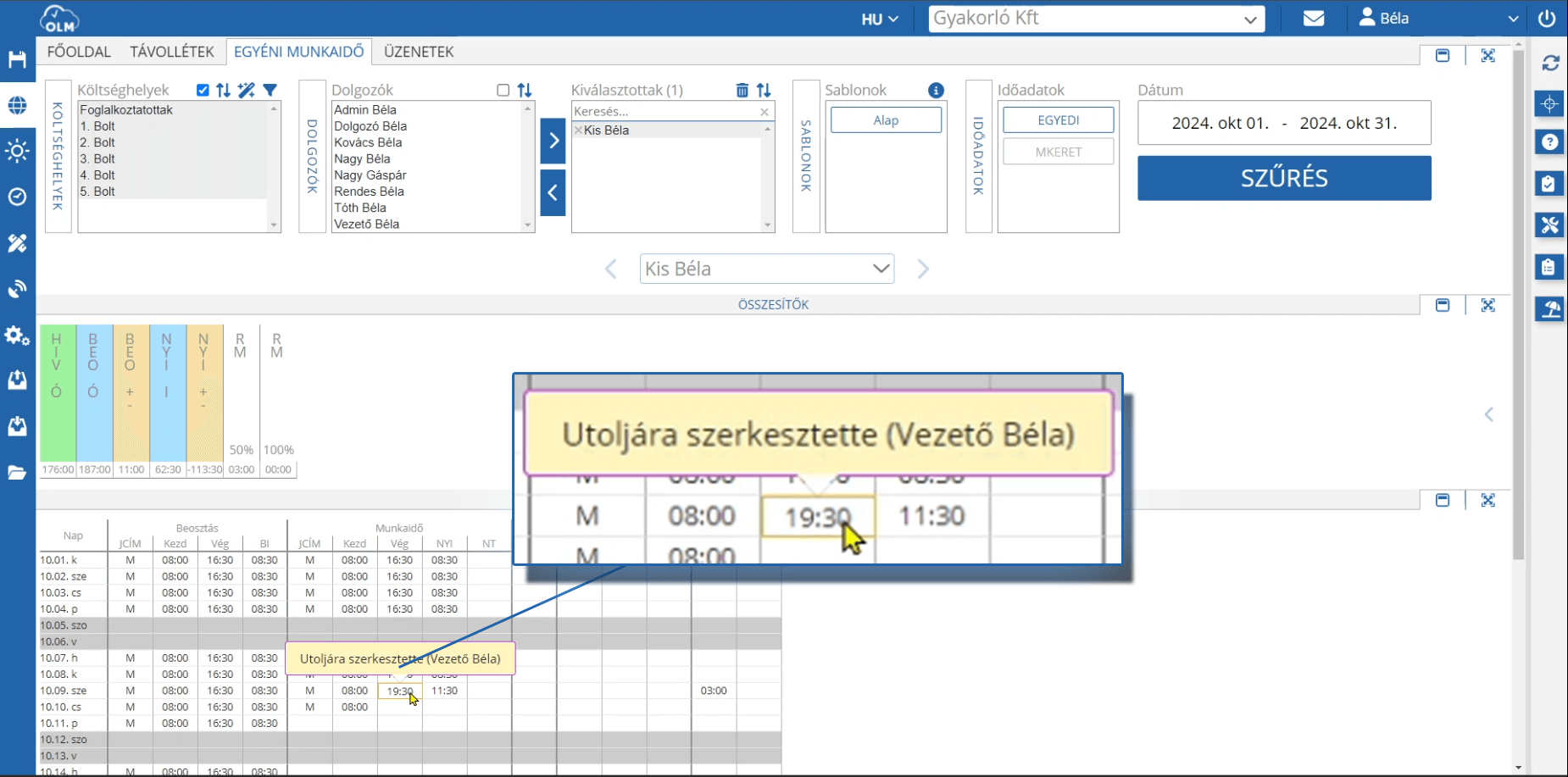 Szerkesztési előzmények megtekintése-képernyőkép-OLM Rendszer